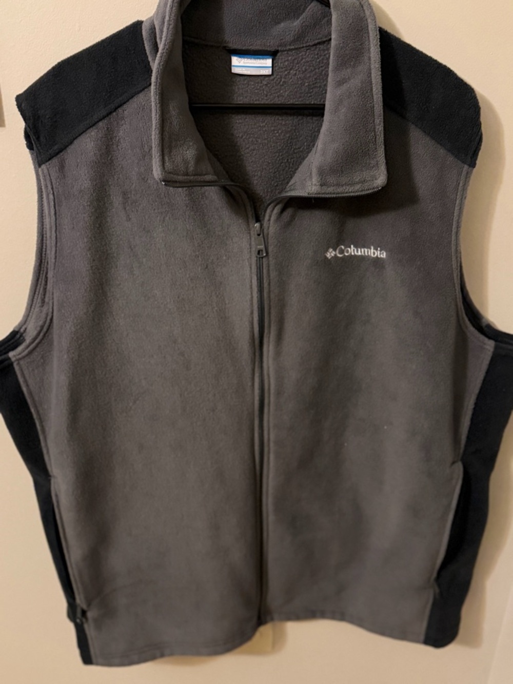 Columbia Gray Fleece Vest with Black Trim